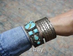 Vintage Native American Navajo Sterling Silver Cuff Bracelet
