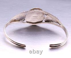 Vintage Native American Navajo Sterling Silver Malachite Cuff Bracelet 7