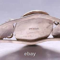 Vintage Native American Navajo Sterling Silver Malachite Cuff Bracelet 7