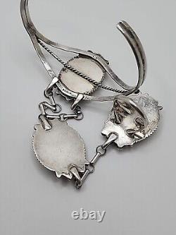 Vintage Native American Navajo Sterling Silver & Onyx Slave Bracelet