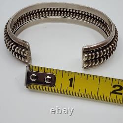 Vintage Native American Navajo Sterling Silver Ribbed Cuff Bracelet 6.25