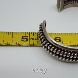 Vintage Native American Navajo Sterling Silver Ribbed Cuff Bracelet 6.25