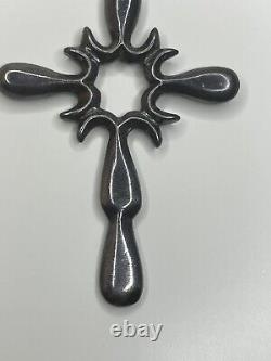 Vintage Native American Navajo Sterling Silver Sand Cast Cross Pendant