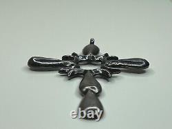 Vintage Native American Navajo Sterling Silver Sand Cast Cross Pendant