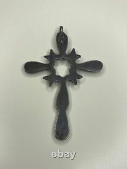 Vintage Native American Navajo Sterling Silver Sand Cast Cross Pendant