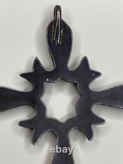 Vintage Native American Navajo Sterling Silver Sand Cast Cross Pendant