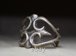 Vintage Native American Navajo Sterling Silver Sandcast Cuff Bracelet Size 6