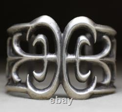 Vintage Native American Navajo Sterling Silver Sandcast Cuff Bracelet Size 6.25