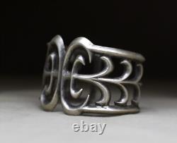 Vintage Native American Navajo Sterling Silver Sandcast Cuff Bracelet Size 6.25