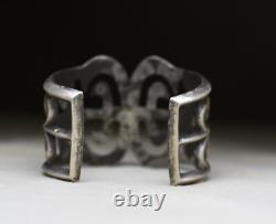 Vintage Native American Navajo Sterling Silver Sandcast Cuff Bracelet Size 6.25