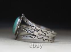 Vintage Native American Navajo Sterling Silver Turquoise Cuff Bracelet