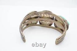 Vintage Native American Navajo Sterling Silver Turquoise Cuff Bracelet 6 H7