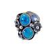 Vintage Native American Navajo Sterling Silver Turquoise Ring Signed F Size 8.5