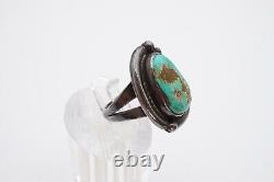 Vintage Native American Navajo Sterling Silver Turquoise Ring Size 5.75 T1