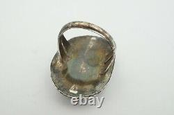 Vintage Native American Navajo Sterling Silver Turquoise Ring Size 6.5 A1