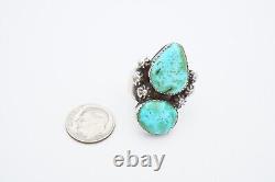 Vintage Native American Navajo Sterling Silver Turquoise Ring Size 7.25 N4