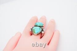 Vintage Native American Navajo Sterling Silver Turquoise Ring Size 7.25 N4