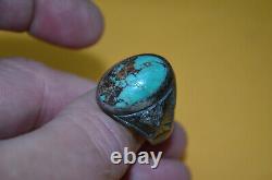 Vintage Native American Navajo Sterling Silver & Turquoise Stone Ring Sz 11.5