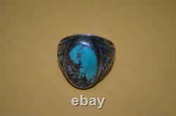 Vintage Native American Navajo Sterling Silver & Turquoise Stone Ring Sz 11.5