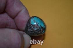 Vintage Native American Navajo Sterling Silver & Turquoise Stone Ring Sz 11.5