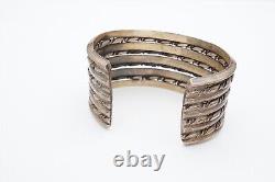 Vintage Native American Navajo Sterling Silver Twisted Cuff Bracelet 6