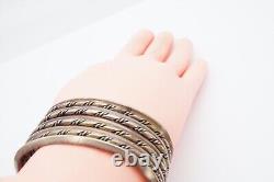 Vintage Native American Navajo Sterling Silver Twisted Cuff Bracelet 6
