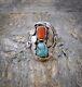 Vintage Native American Navajo Sterling Turquoise Coral Ring Size 10.5