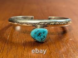 Vintage Native American, Navajo Sterling Turquoise cuff bracelet Stamped NB