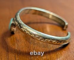 Vintage Native American, Navajo Sterling Turquoise cuff bracelet Stamped NB