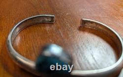 Vintage Native American, Navajo Sterling Turquoise cuff bracelet Stamped NB