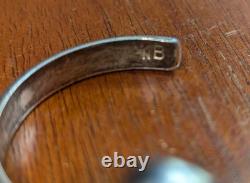 Vintage Native American, Navajo Sterling Turquoise cuff bracelet Stamped NB