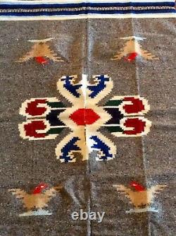 Vintage Native American Navajo Style Or Mexican Wool Blanket Rug / Serape Poncho