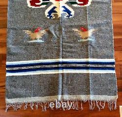 Vintage Native American Navajo Style Or Mexican Wool Blanket Rug / Serape Poncho