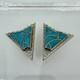 Vintage Native American Navajo Turquoise Inlay Silver Tone Collar Protectors