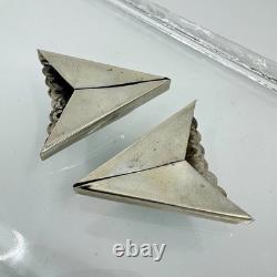 Vintage Native American Navajo Turquoise Inlay Silver Tone Collar Protectors