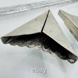 Vintage Native American Navajo Turquoise Inlay Silver Tone Collar Protectors