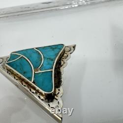 Vintage Native American Navajo Turquoise Inlay Silver Tone Collar Protectors Vintage Native American Navajo Turquoise Inlay Silver Tone Collar Protectors