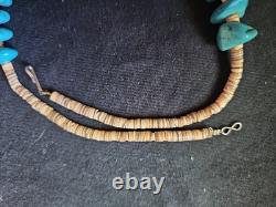 Vintage Native American Navajo Turquoise Necklace with Heishi Beads