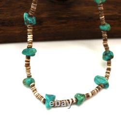 Vintage Native American Navajo Turquoise Nuggets Heishi Beads Shell Necklace 14