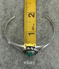 Vintage Native American Navajo Turquoise Sterling CARINATED Bracelet 6-1/2