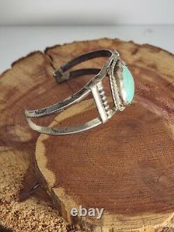 Vintage Native American Navajo Turquoise Sterling Silver Cuff Bracelet