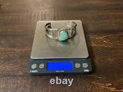 Vintage Native American Navajo Turquoise Sterling Silver Cuff Bracelet