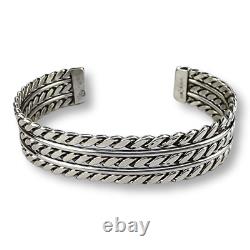 Vintage Native American Navajo Twisted Wire Sterling Silver Cuff Bracelet
