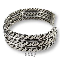 Vintage Native American Navajo Twisted Wire Sterling Silver Cuff Bracelet