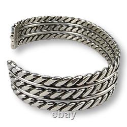 Vintage Native American Navajo Twisted Wire Sterling Silver Cuff Bracelet