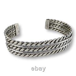 Vintage Native American Navajo Twisted Wire Sterling Silver Cuff Bracelet