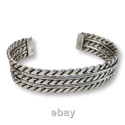 Vintage Native American Navajo Twisted Wire Sterling Silver Cuff Bracelet