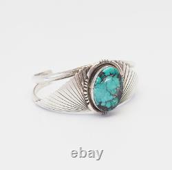 Vintage Native American Navajo silver turquoise cuff bracelet Jefferson Abeyta