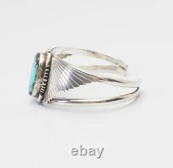 Vintage Native American Navajo silver turquoise cuff bracelet Jefferson Abeyta
