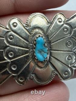 Vintage Native American Old Pawn Sterling Silver Turquoise Hair Pin 6.9g
